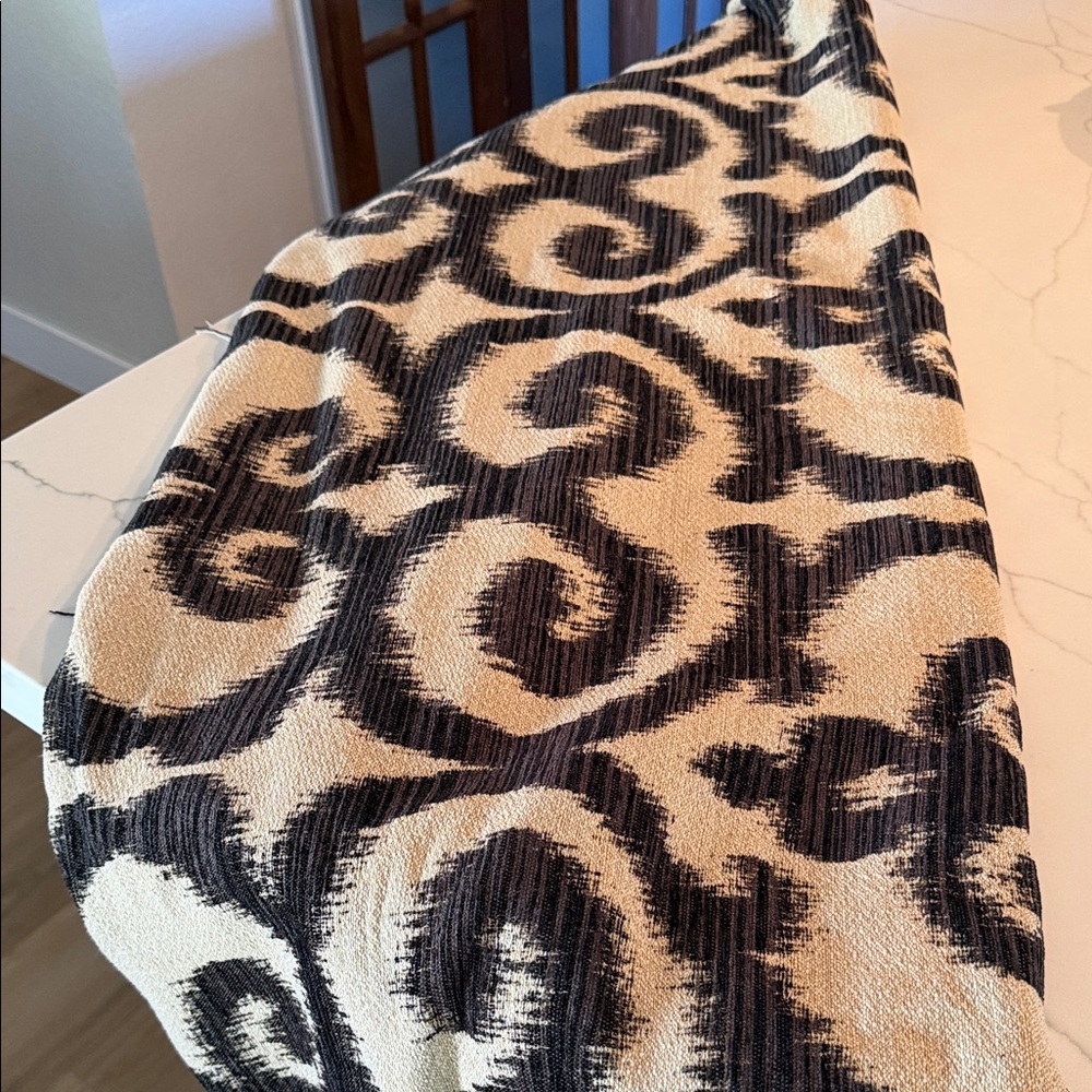 Black and Cream Swirl Jacquard Fabric Panel